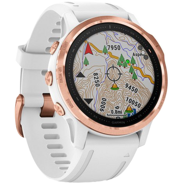 Garmin Fenix 6S Pro okosóra, 42 mm, Rózsaarany számlap fehér szíjjal