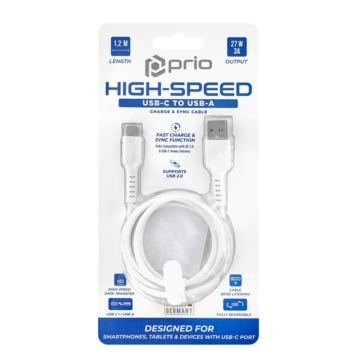 USB-C kábel 2m - prio High-Speed - fehér