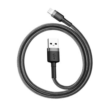  Baseus Cafule Kábel tartós nylon fonott USB / Lightning QC3.0 2.4a 0,5M fekete-szürke (CALKLF-AG1) 