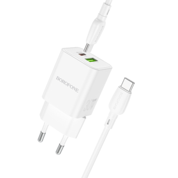 30W fali töltő és USB TYPE- C Kábel szett BOROFONE (Fehér)