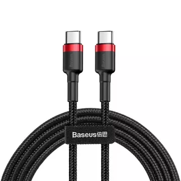 Baseus Cafule Kábel tartós nylon litzehuzal USB-C PD / USB-C PD PD2.0 60W 20V 3A QC3.0 2M fekete-piros (CATKLF-H91) 