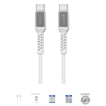 prio Charge & Data Cable USB C to USB C 1.2m fehér