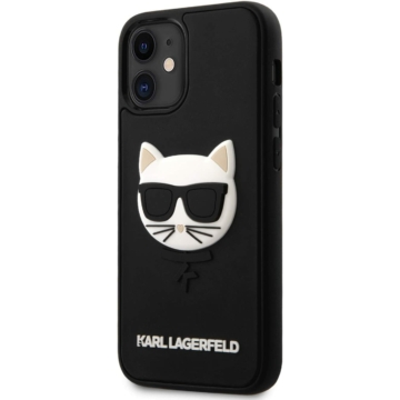 Karl Lagerfeld Apple iPhone 12 Mini Fekete tok  - Choupette Cica Fej KLHCP12SCH3DBK