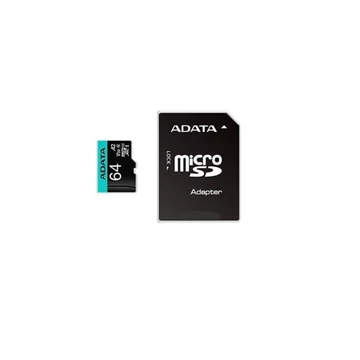 Adata - Memory Card - MicroSDHC, Adapter, Class 10, UHS-I U3, 64GB, Read 100MB/s - Black