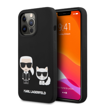 Karl Lagerfeld iPhone 13 Pro TPU Back Cover - Karl & Choupette - Fekete KLHCP13LSSKCK
