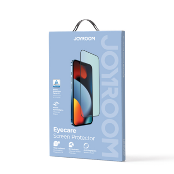 iPhone 14 Joyroom Knight Series 2,5D KIjelzővédő üvegfólia Anti-Blue szem védelemmel fekete (JR-G01)