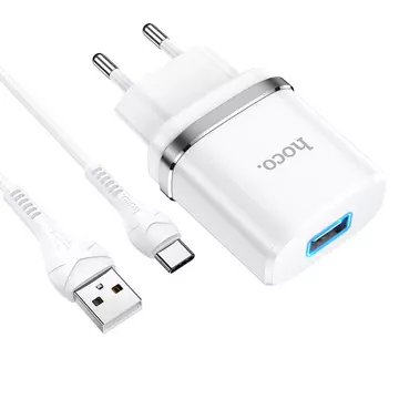 Töltőfej + USB-C kábel- Hoco N1 - fehér