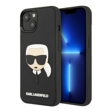  Karl Lagerfeld KLHCP13SKH3DBK iPhone 13 mini 5,4 "fekete kemény tok 3D gumiból Karl's Head