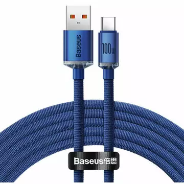 USB/USB-C 100W kábel 1.2m - kék - Baseus Crystal Shine