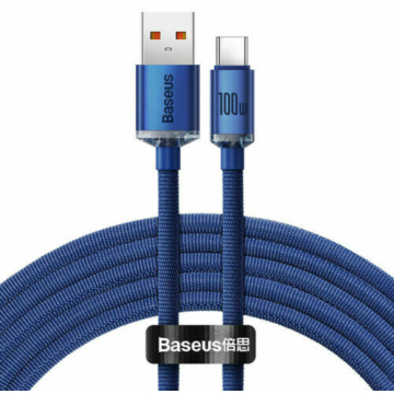 USB/USB-C 100W kábel 1.2m - kék - Baseus Crystal Shine