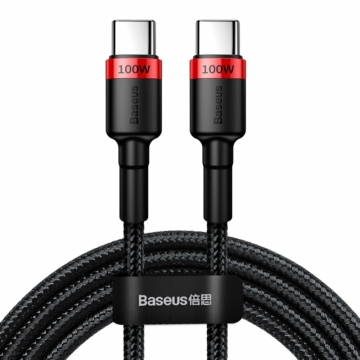 USB-C/USB-C 100W Baseus kábel - 2m - fekete/piros - CATKLF-AL91