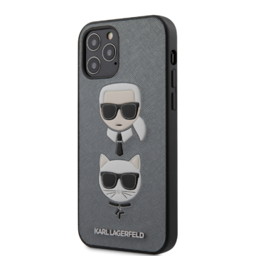KARL LAGERFELD iPhone 12/12 Pro tok 6,1” (KLHCP12MSAKICKCSL) - ezüst