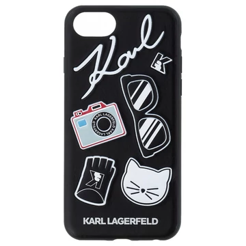 Apple iPhone 7/8/SE2 KARL LAGERFELD KLHCI8PIN Bőr Hátlap - Fekete