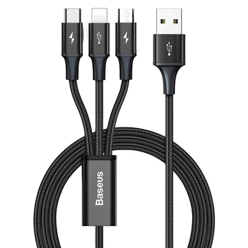 3in1 kábel - Lightning/MicroUSB/Type-C - Baseus - fekete