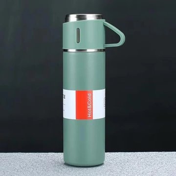 Termosz + 2 bögre ajándékszett - 500 ml zöld - Techsuit