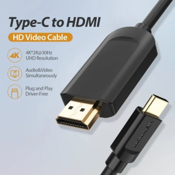 Type-C to HDMI 2.0 - 1.5m - fekete - Vention