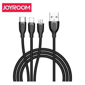 Joyroom S-M355 Yue 3in1 3A 1.2M Adatkábel - Fekete - Quick Charge/Gyorstöltés