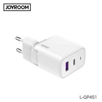 Joyroom L-QP451 GaN QC 3.0 45W Hálózati Töltőfej - Fehér - QC 3.0 + PD Gyorstöltés