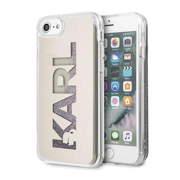 Apple iPhone 7/8/SE2 KARL LAGERFELD KLHCI8KLMLGR Liquid Glitter TPU Hátlap - Ezüst