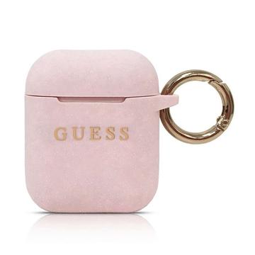 Apple Airpods 1/2 GUESS GUACCSILGLLP Liquid Silicon Tartó - Púder Rózsaszín