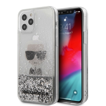 Apple iPhone 12/12 Pro KARL LAGERFELD KLHCP12MCFNRC Liquid Glitter TPU Hátlap - Ezüst