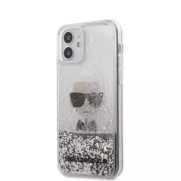 Apple iPhone 12 Mini KARL LAGERFELD KLHCP12SCFNRC Liquid Glitter TPU Hátlap - Ezüst