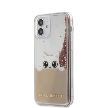 Apple iPhone 12 Mini KARL LAGERFELD KLHCP12SPABGNU Liquid Glitter TPU Hátlap - Rózsaszín