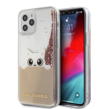 Apple iPhone 12/12 Pro KARL LAGERFELD KLHCP12MPABGNU Liquid Glitter TPU Hátlap - Rózsaszín