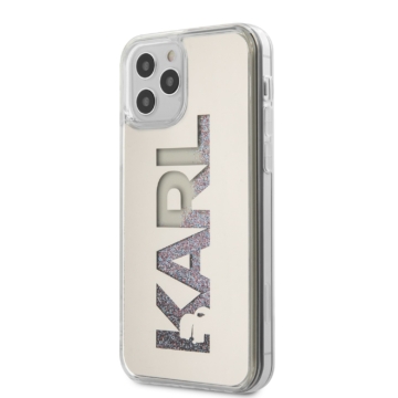 Apple iPhone 12 Pro Max KARL LAGERFELD KLHCP12LKLMLGR Liquid Glitter TPU Hátlap - Arany