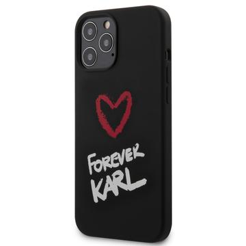 Apple iPhone 12/12 Pro KARL LAGERFELD KLHCP12MSLKRBK Liquid Silicon Hátlap - Fekete