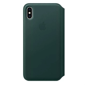Apple iPhone XS Max  Bőr Könyvtok - Sötétzöld - MRX42ZM/A