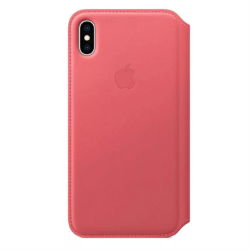 Apple iPhone XS Max  Bőr Könyvtok - Rózsaszín - MRX62ZM/A