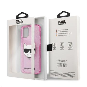 Apple iPhone 12 Mini KARL LAGERFELD KLHCP12SCHTUGLP Glitter TPU Hátlap - Rózsaszín