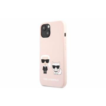 KLHCP13SSSKCI Karl Lagerfeld and Choupette Liquid szilikon tok iPhone 13 mini rózsaszín