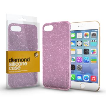 Szilikon tok (Diamond) Pink Apple iPhone 7/8/SE (2020) készülékhez