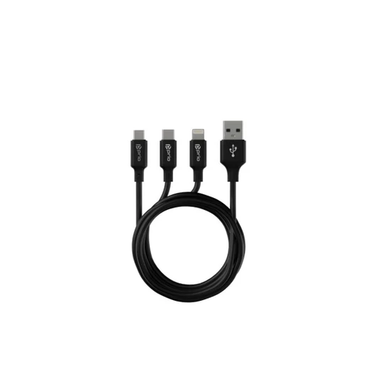 prio 3in1 Micro USB & USB C & Lightning to USB A Cable 3A 2m black 