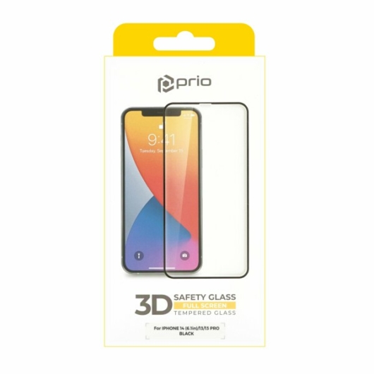 Üvegfólia iPhone 14 /13/13 Pro Fekete védő szegélyel prio 3D Prémium