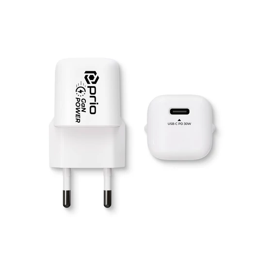 prio Wall Charger GaN Power 30W PD (USB C) Fehér