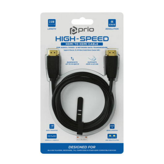 HDMI Kábel 2 méter Fekete( HDMI-A to HDMI-A cable 4K Ethernet) 