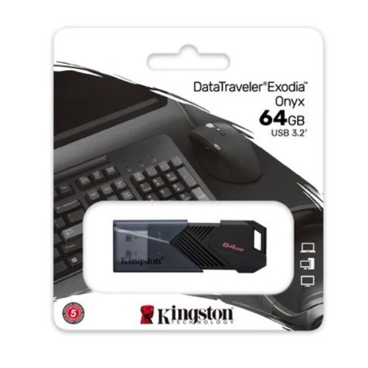 Kingston - Pendrive Exodia Onyx (DTXON/64GB) - USB 3.0 FlashDrive, 64GB - Fekete