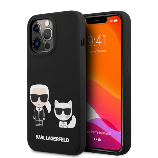 Karl Lagerfeld iPhone 13 Pro TPU Back Cover - Karl & Choupette - Fekete KLHCP13LSSKCK 