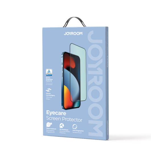 iPhone 14 Pro Max Joyroom Knight Series 2,5D KIjelzővédő üvegfólia Anti-Blue szem védelemmel fekete (JR-G04)