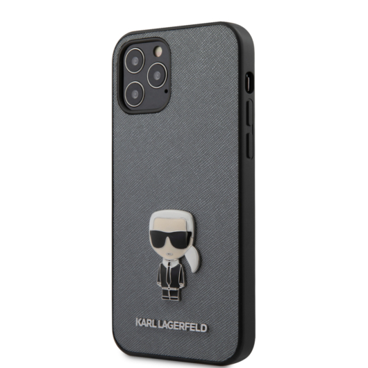 KARL LAGERFELD iPhone 12/12 Pro tok 6,1” (KLHCP12MIKMSSL) - ezüst