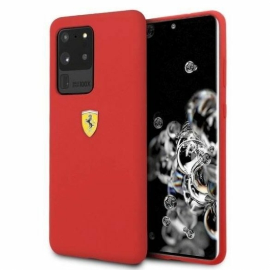 Ferrari liquid szilikon hátlap (FESSIHCS69RE) Samsung S20 Ultra készülékhez - piros