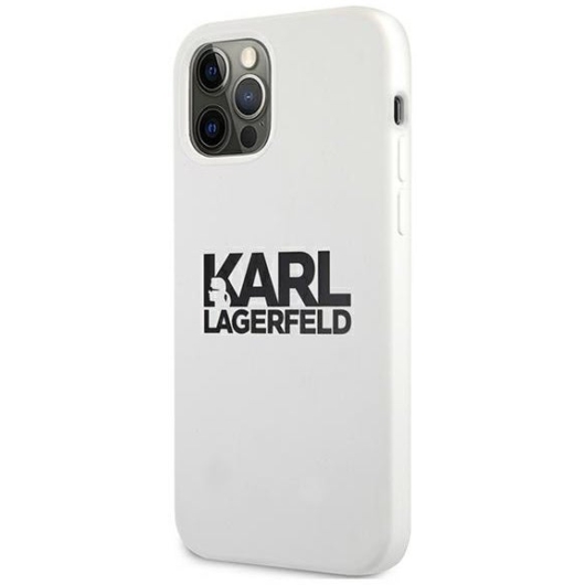 Apple iPhone 12 Pro Max KARL LAGERFELD (KLHCP12LSLKLWH) liquid szilikon hátlap - fehér