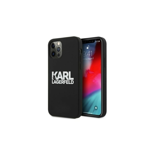 Apple iPhone 12 Mini KARL LAGERFELD (KLHCP12SSLKLRBK) liquid szilikon hátlap - fekete