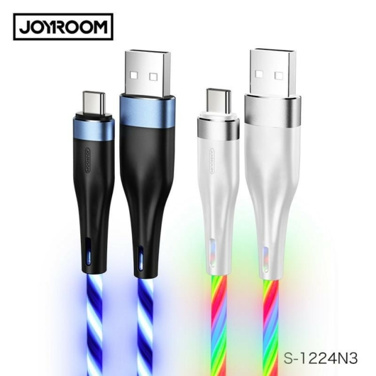 Joyroom S-1224N3 Streamer USB Type-C 1.2M Adatkábel - Kék - Tőltés Kijelzés