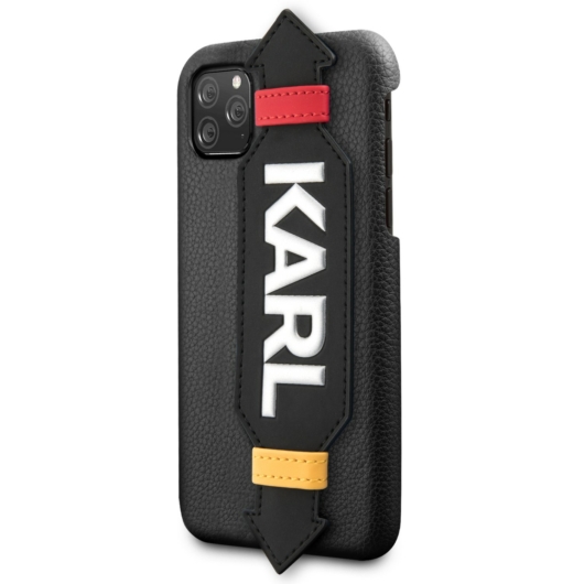Apple iPhone 11 KARL LAGERFELD KLHCN61HDAWBK Bőr Hátlap - Fekete
