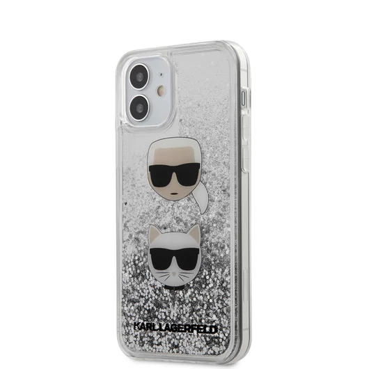 Apple iPhone 12 Mini KARL LAGERFELD KLHCP12SKCGLSL Liquid Glitter TPU Hátlap - Ezüst