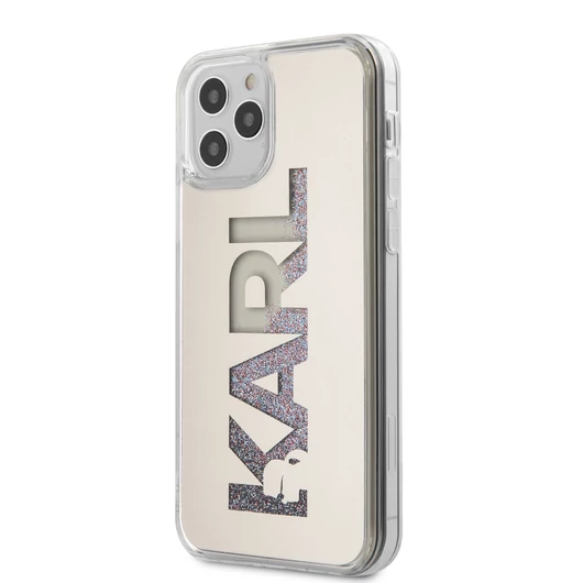 Apple iPhone 12 Pro Max KARL LAGERFELD KLHCP12LKLMLGR Liquid Glitter TPU Hátlap - Arany